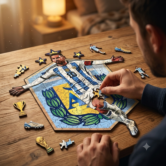 Lionel Messi in Argentina national team jersey - wooden puzzle